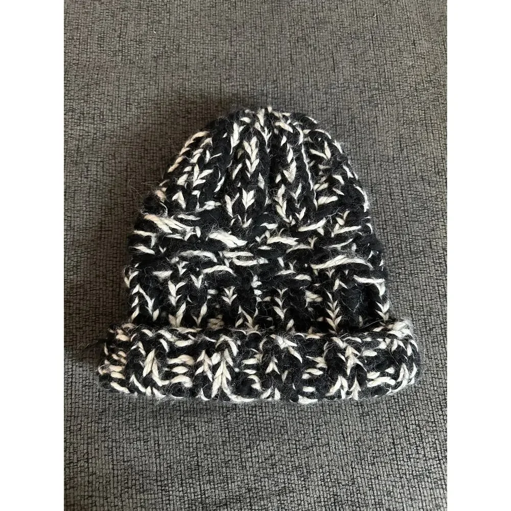 Eugenia Kim Chunky Knit Wool Baby Alpaca Beanie Black Ivory One Size